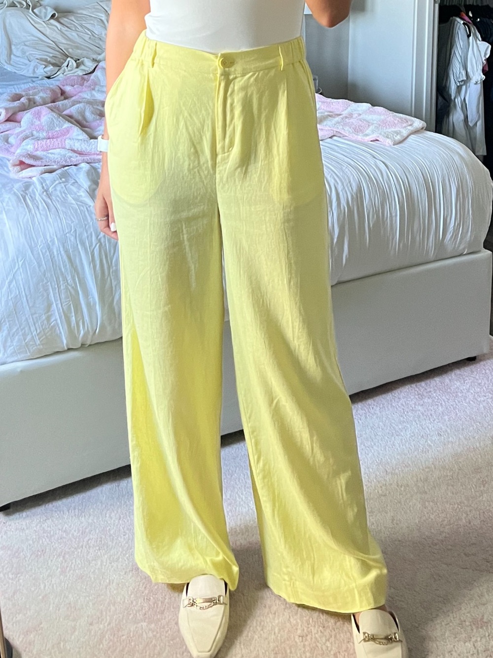 Open Edit Yellow Linen Trousers